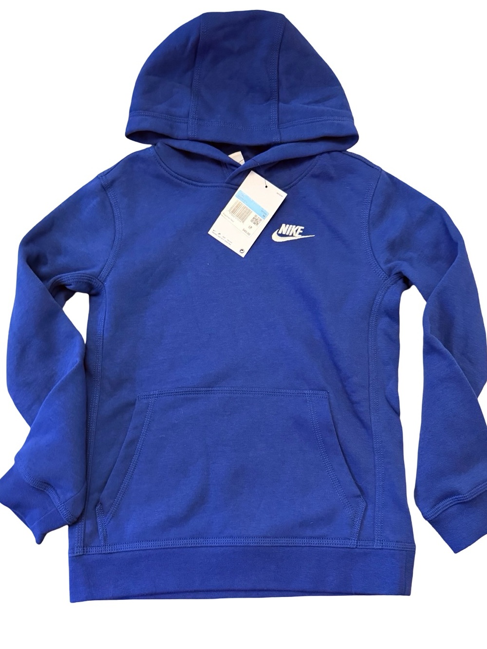 Nike Kids Blue Pullover Hoodie with White Logo